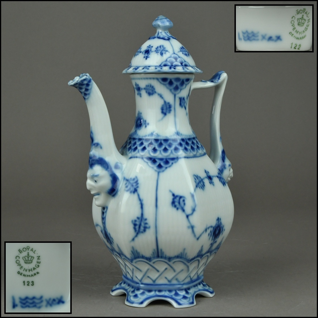 【ACT】ロイヤルコペンハーゲン【ROYAL COPENHAGEN】ブルーフルーテッド フルレース ティーポット A7-710AD_画像1