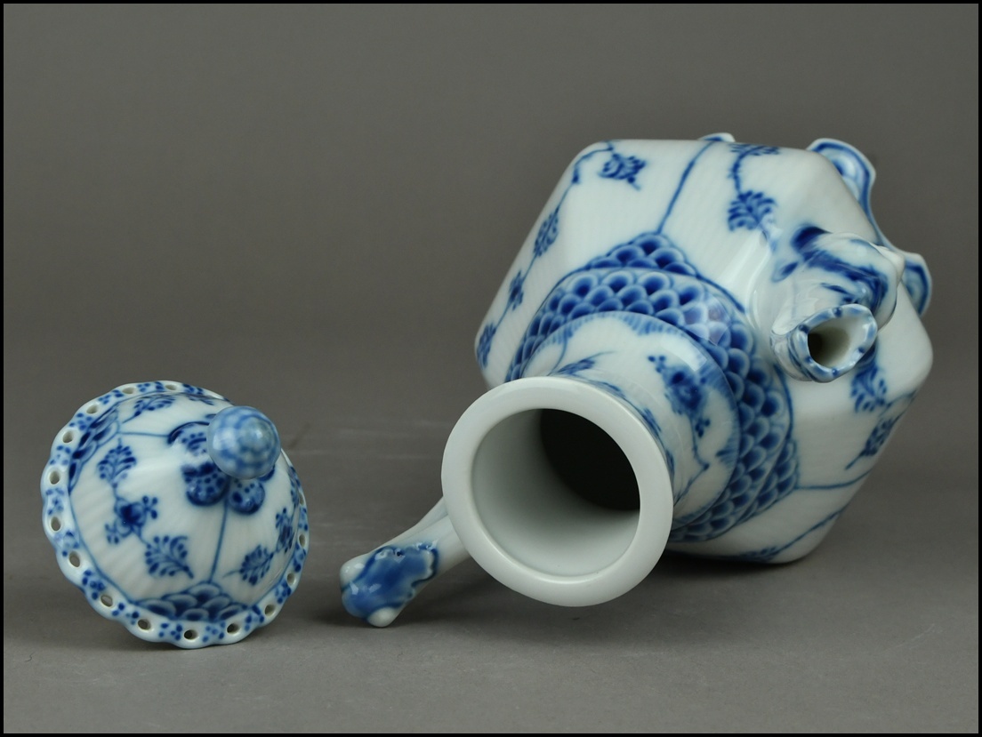 【ACT】ロイヤルコペンハーゲン【ROYAL COPENHAGEN】ブルーフルーテッド フルレース ティーポット A7-710AD_画像7