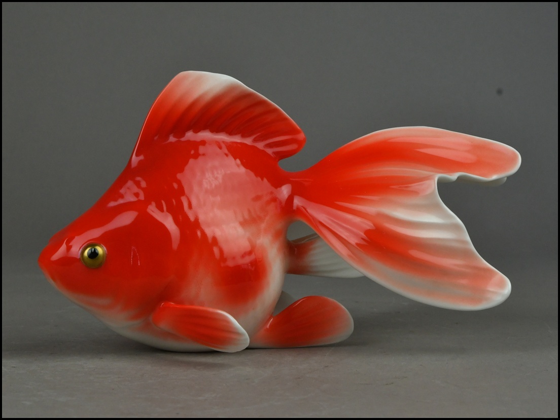 【ACT】オールドノリタケ【Noritake】ボーンチャイナ 金魚 ペア 置物 箱付 A7-722S_画像3