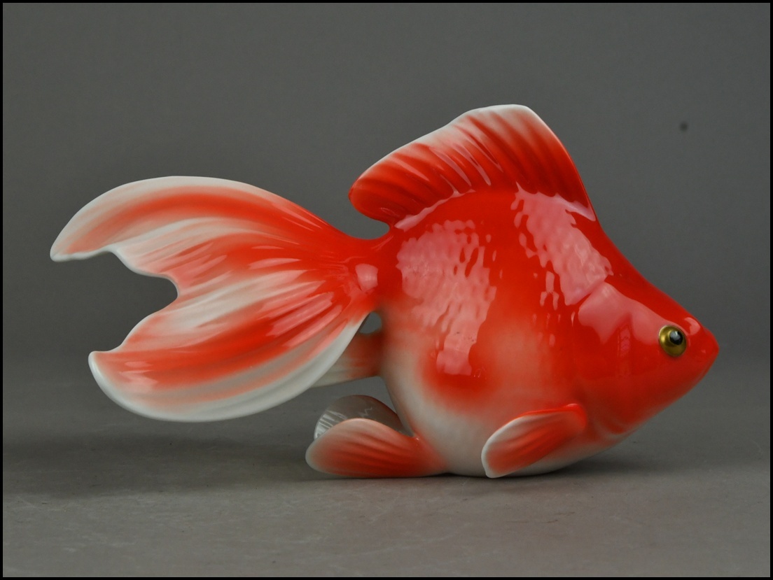 【ACT】オールドノリタケ【Noritake】ボーンチャイナ 金魚 ペア 置物 箱付 A7-722S_画像4