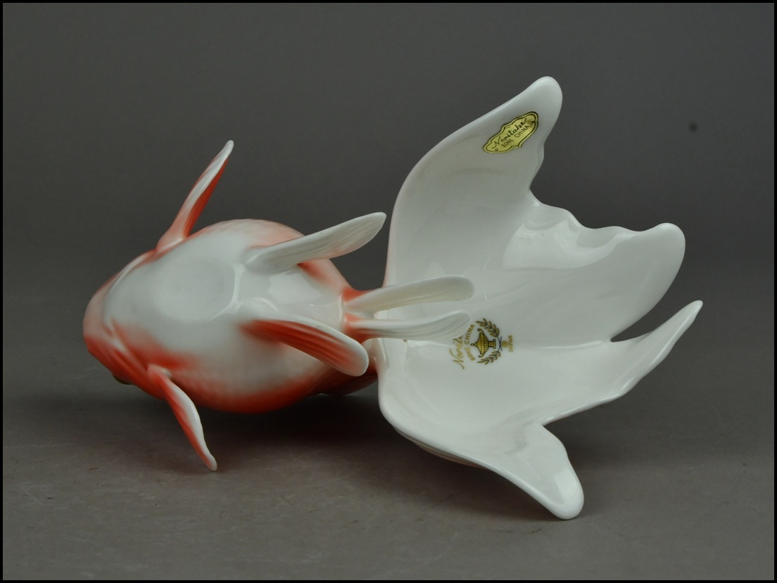 【ACT】オールドノリタケ【Noritake】ボーンチャイナ 金魚 ペア 置物 箱付 A7-722S_画像5