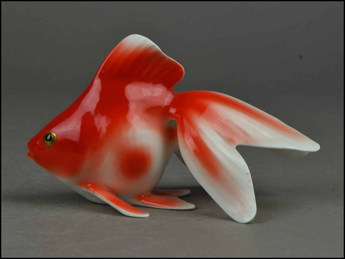 【ACT】オールドノリタケ【Noritake】ボーンチャイナ 金魚 ペア 置物 箱付 A7-722S_画像8