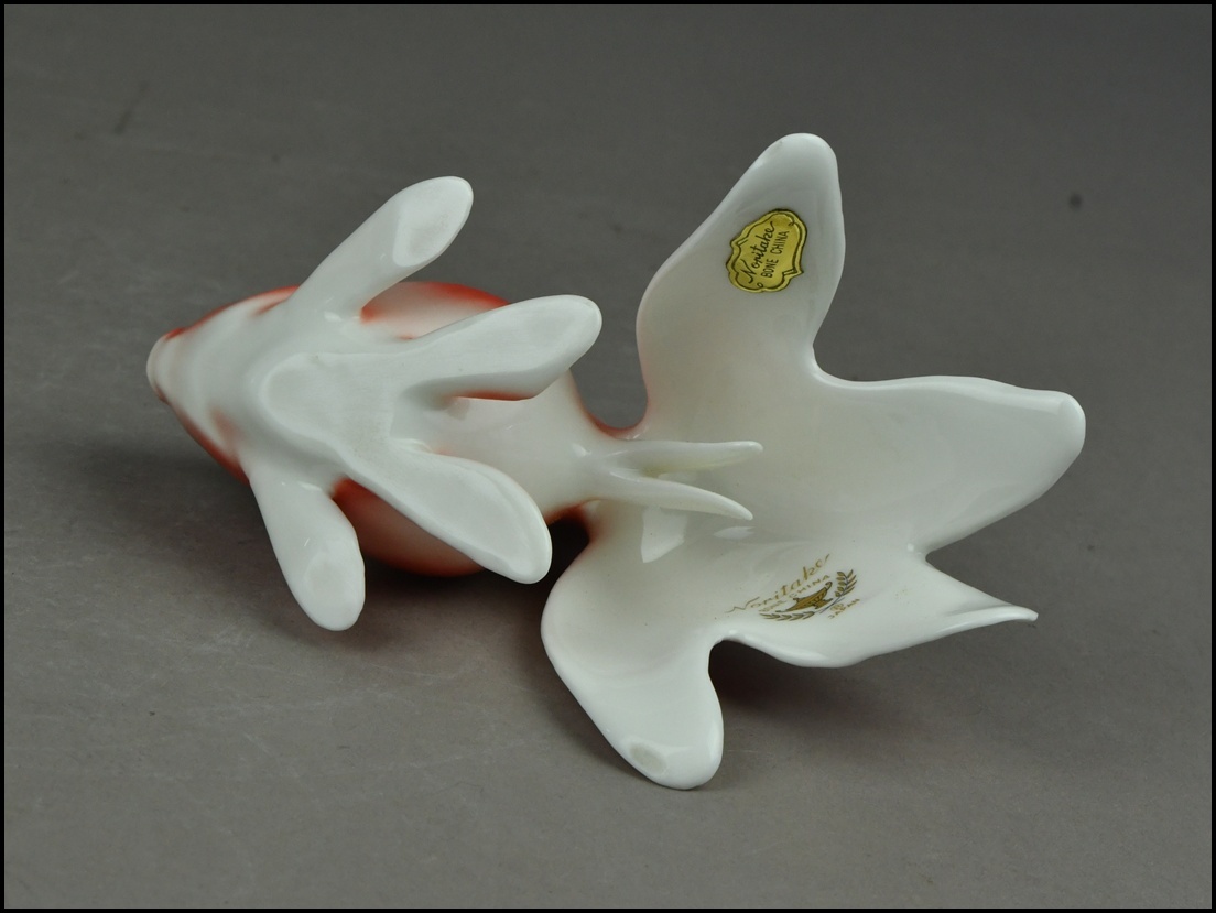 【ACT】オールドノリタケ【Noritake】ボーンチャイナ 金魚 ペア 置物 箱付 A7-722S_画像9