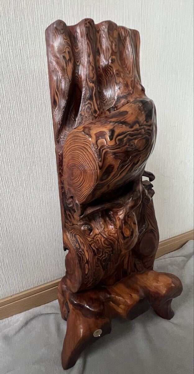 Y【伝統工芸】希少品!屋久杉? 置物 飾り 天然木 オブジェ 衝立 インテリア ☆ 希少 屋久杉 天然木 衝立 つい立 飾り物 オブジェ 置物 世界