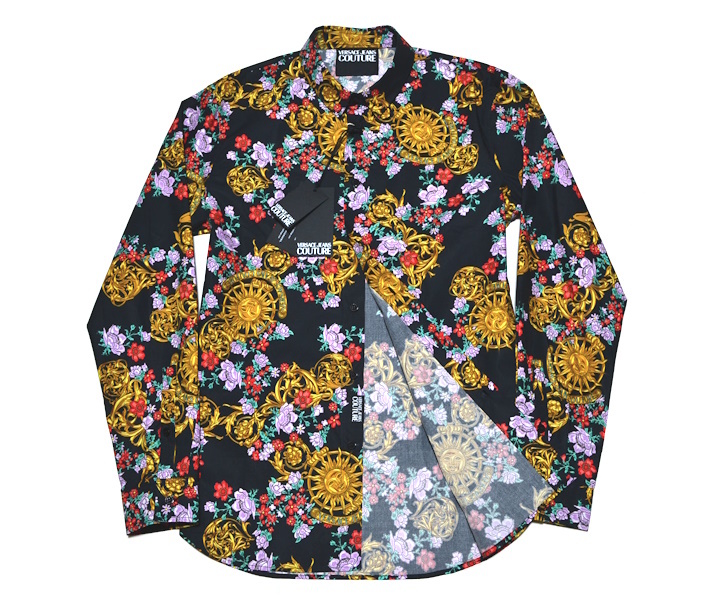 【新品】通年 Versace ヴェルサーチ ジーンズクチュール 高級バロック調ドレスシャツ 50 (LLサイズ程度）王道/圧巻 紙タグ付き 9717_画像1
