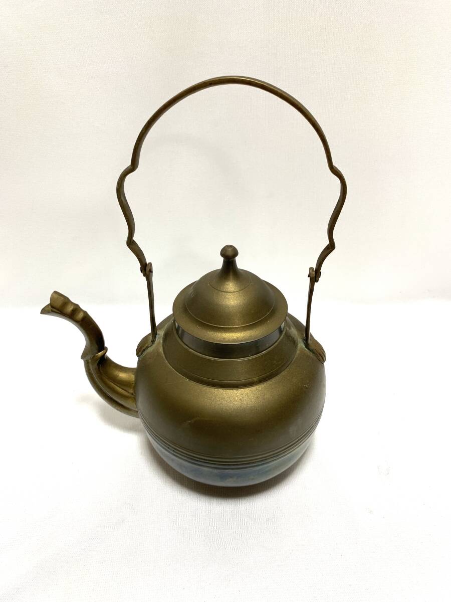 u463 レトロ アンティーク 銅製 真鍮製? やかん ヤカン 急須 茶道具_画像2
