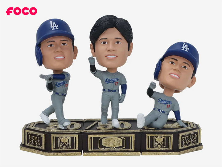 【限定150個】Foco大谷翔平 Dodgers 50-50 コネクティングベース3パックミニビッグヘッドボブルヘッドセット 送料無料 fomnldsoso_画像1