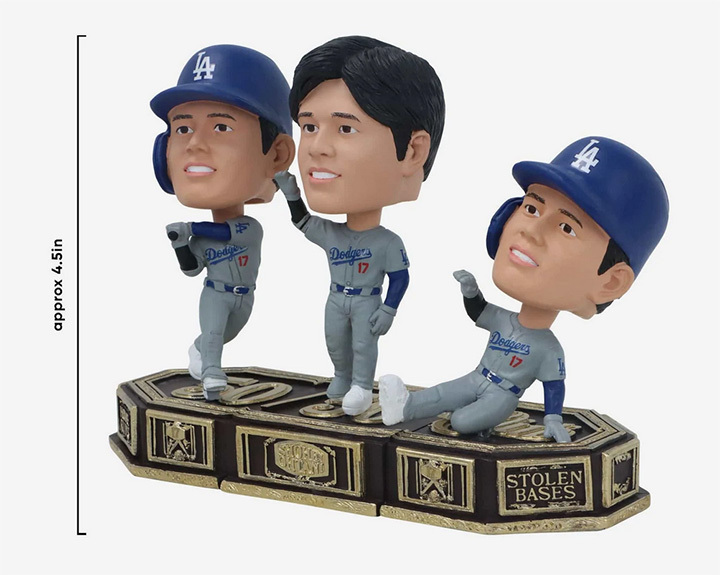 【限定150個】Foco大谷翔平 Dodgers 50-50 コネクティングベース3パックミニビッグヘッドボブルヘッドセット 送料無料 fomnldsoso_画像3