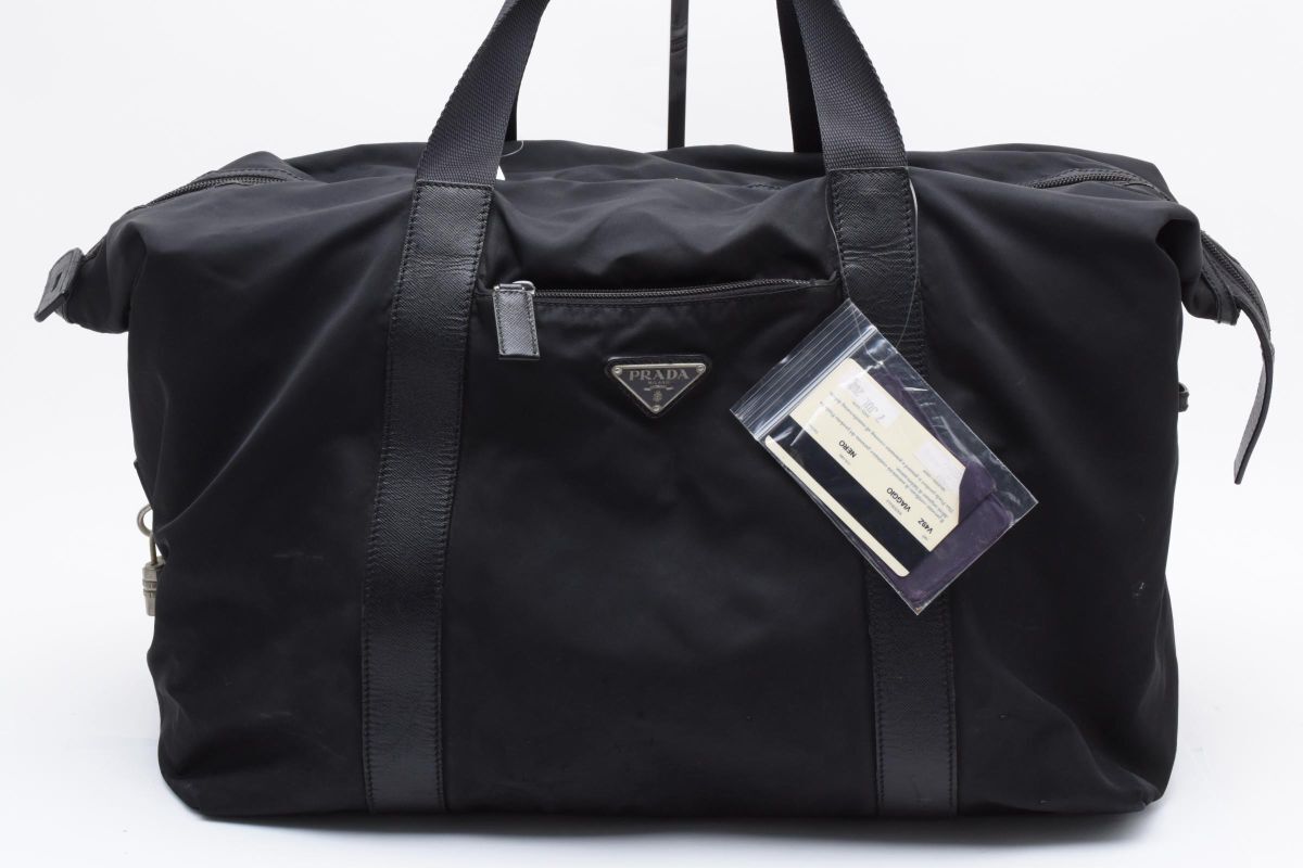 プラダ ナイロンレザー トライアングルロゴ ボストンバッグ V49Z 1円 PRADA プラダ テスート ナイロン リナイロン ラージボストン