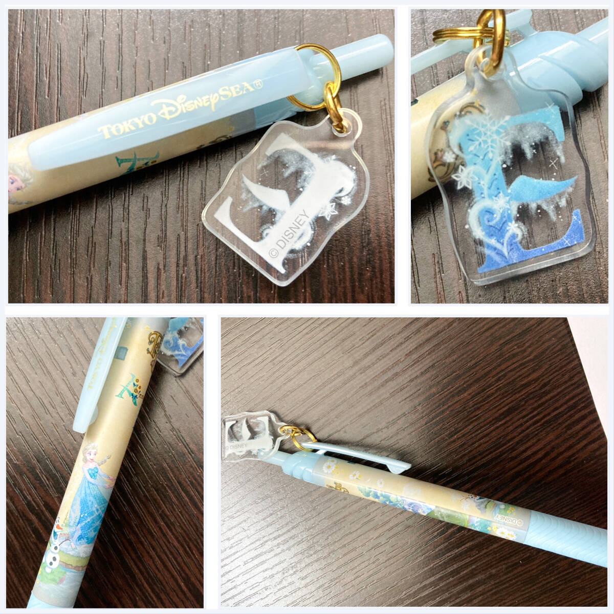 2025年購入　新品　ディズニーシー　ファンタジースプリングス　チャーム付き　ボールペン　エナージェル　アナ雪　FROZEN エルサ_画像3