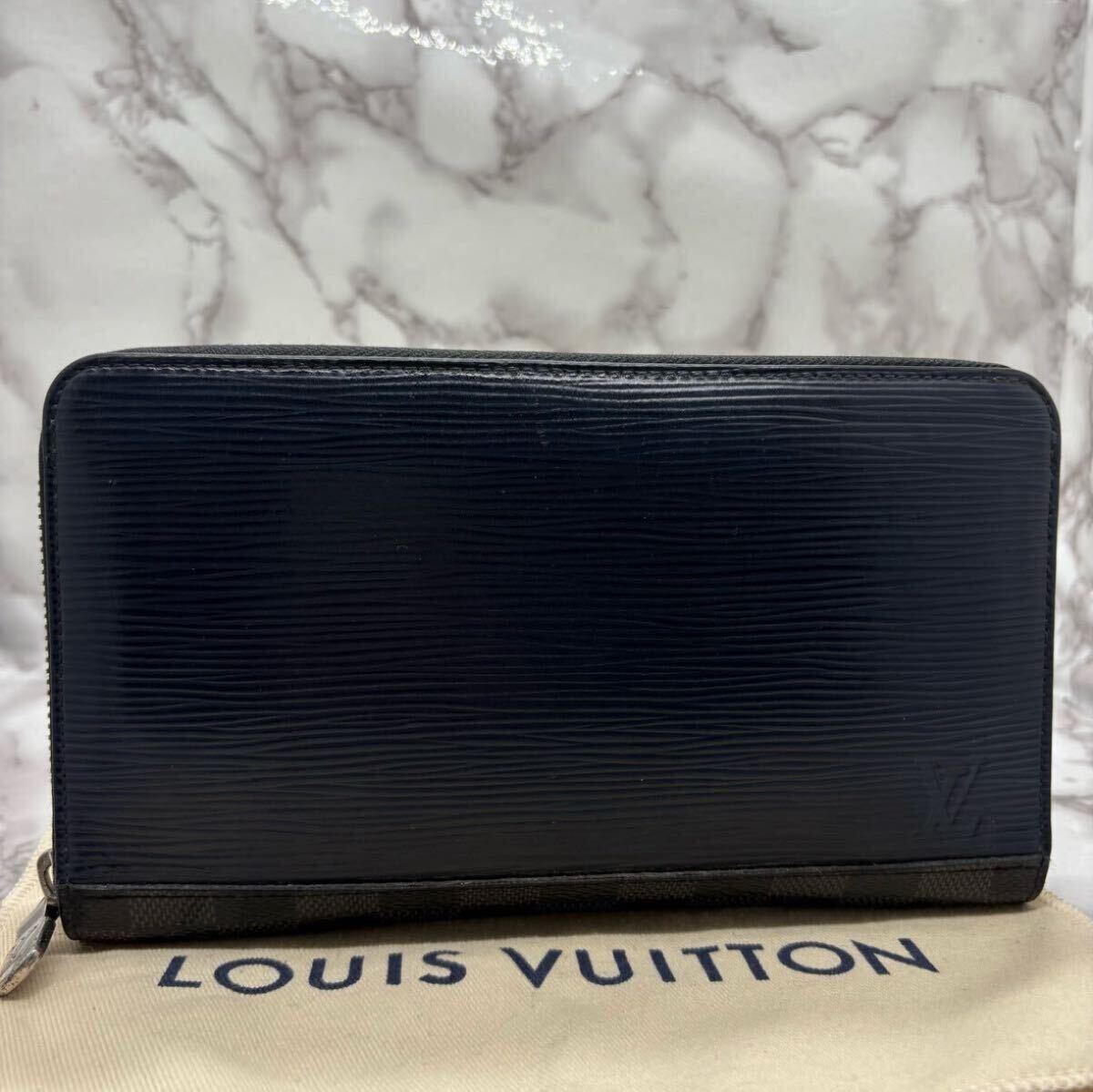 [ превосходный товар редкий товар ] Louis Vuitton LOUIS VUITTON бур nai The -NM длинный кошелек Damier gla Fit epi кожа чёрный мужской бизнес M68227