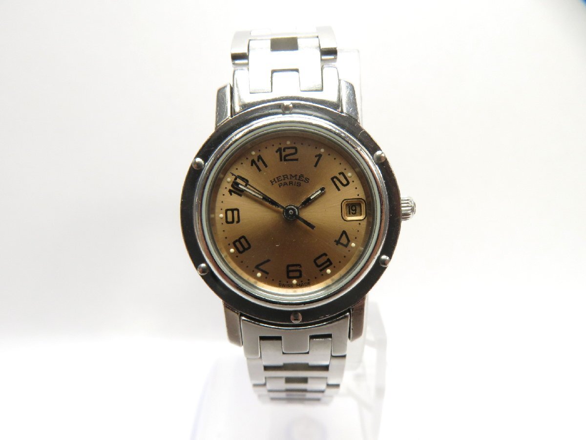 1◆稼働◆ エルメス CL4.210 クリッパー ブロンズ クオーツ レディース 腕時計 AA839