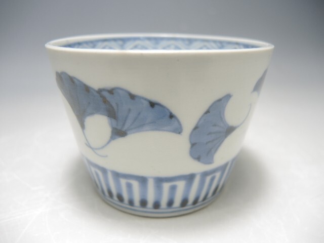 403『染付 銀杏 蕎麦猪口』 /骨董品 古美術 古道具 アンティーク 660/○古伊万里 染付 銀杏文 蕎麦猪口 懐石道具 骨董 時代物(染