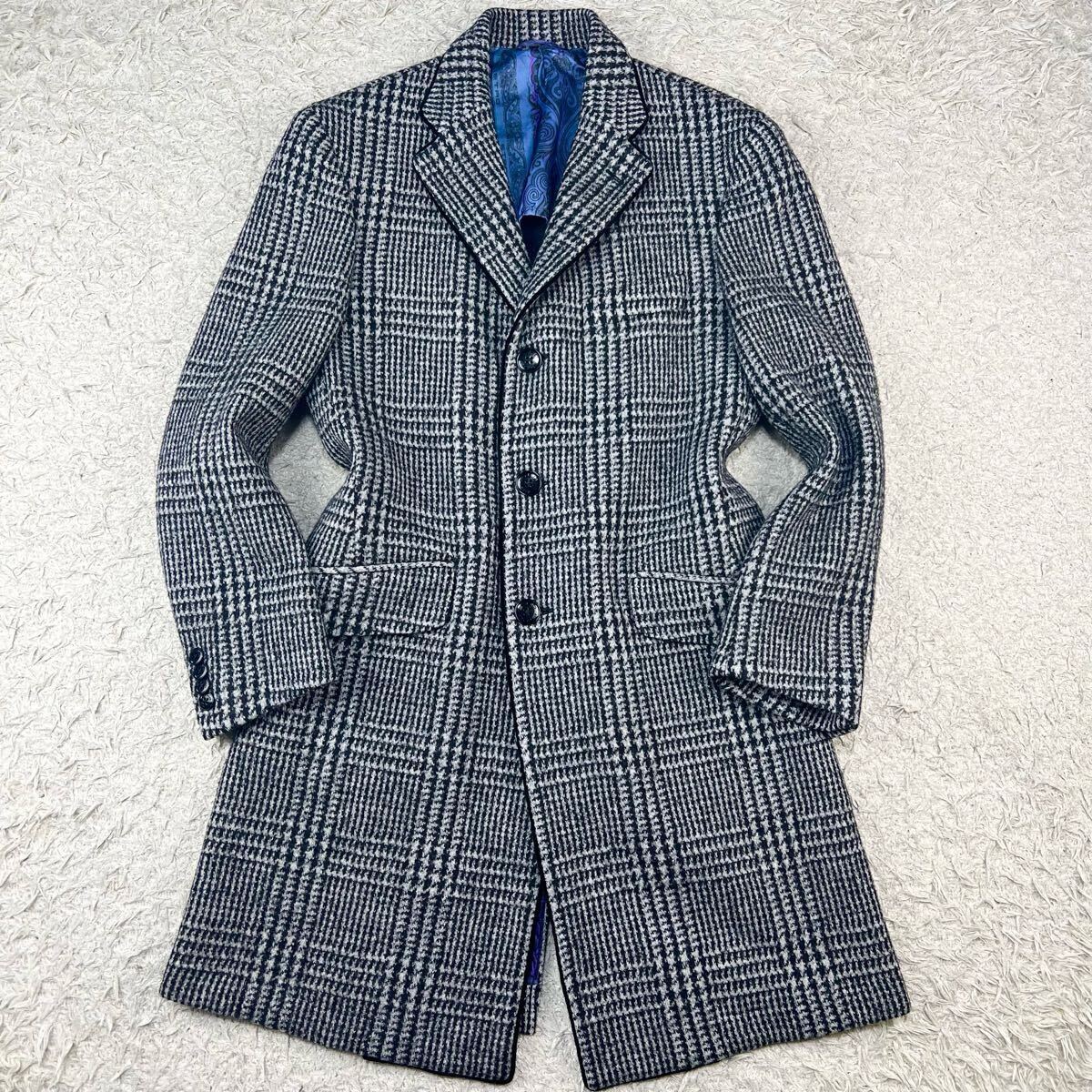 ETRO エトロ チェック チェスターコート メンズ サイズ48 美品 未使用級XL!!! エトロ『最上級の代物』ETRO チェスターコート 48