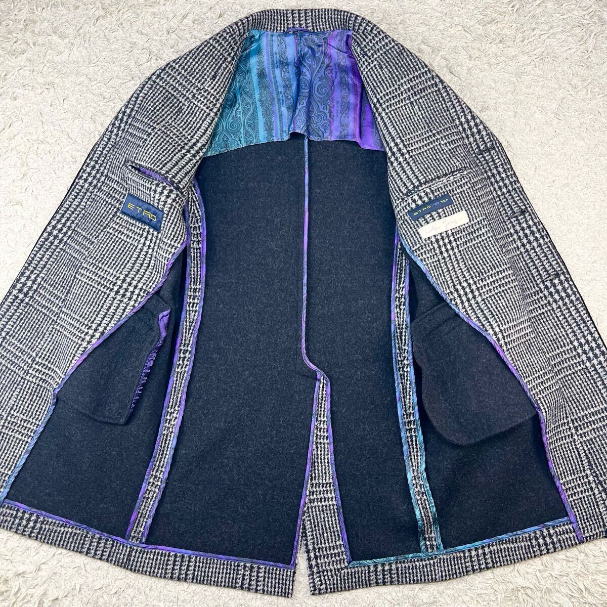 ETRO エトロ チェック チェスターコート メンズ サイズ48 美品 未使用級XL!!! エトロ『最上級の代物』ETRO チェスターコート 48
