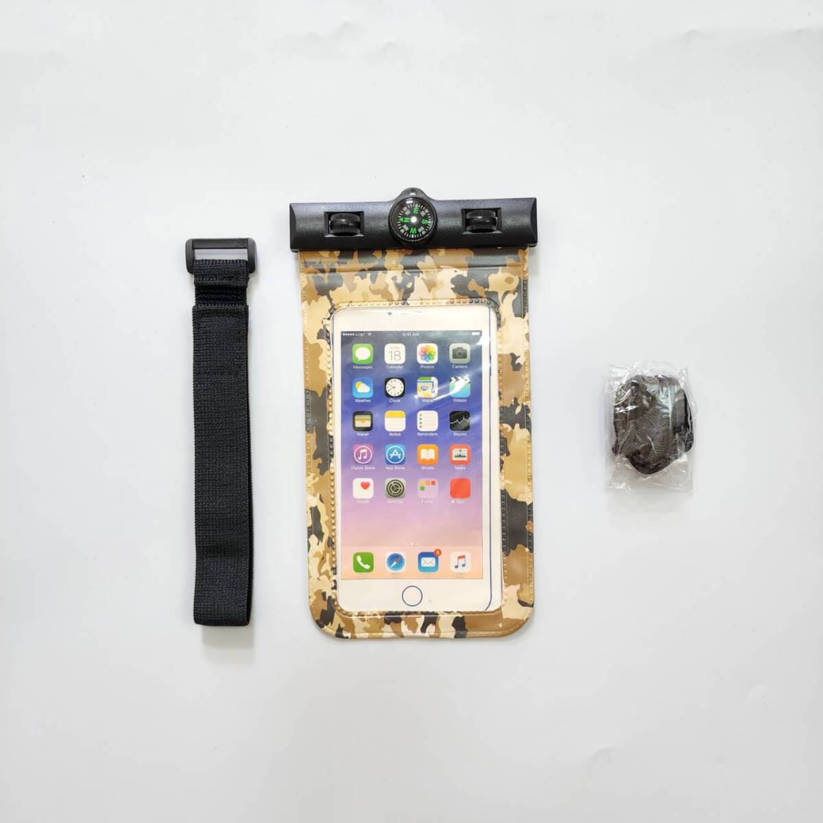 スマホ 防水ケース 完全防水 スマホケース 首かけタッチ可能 迷彩 リスト付き_画像4