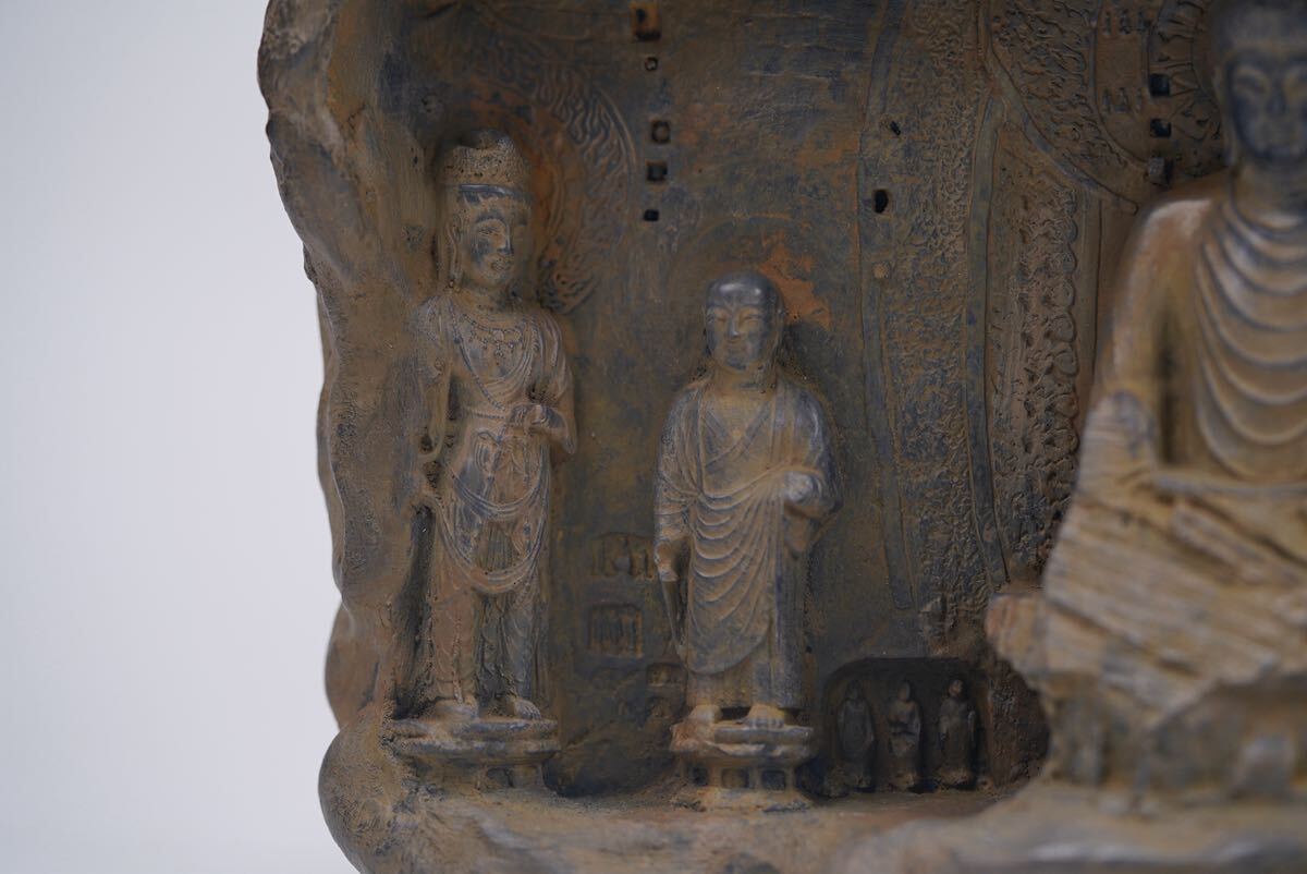 中國美術 古玩 石彫 彫刻置物 萬古】中国古美術 仏教美術 石彫 精密細工 時代物 古玩 骨董 藏