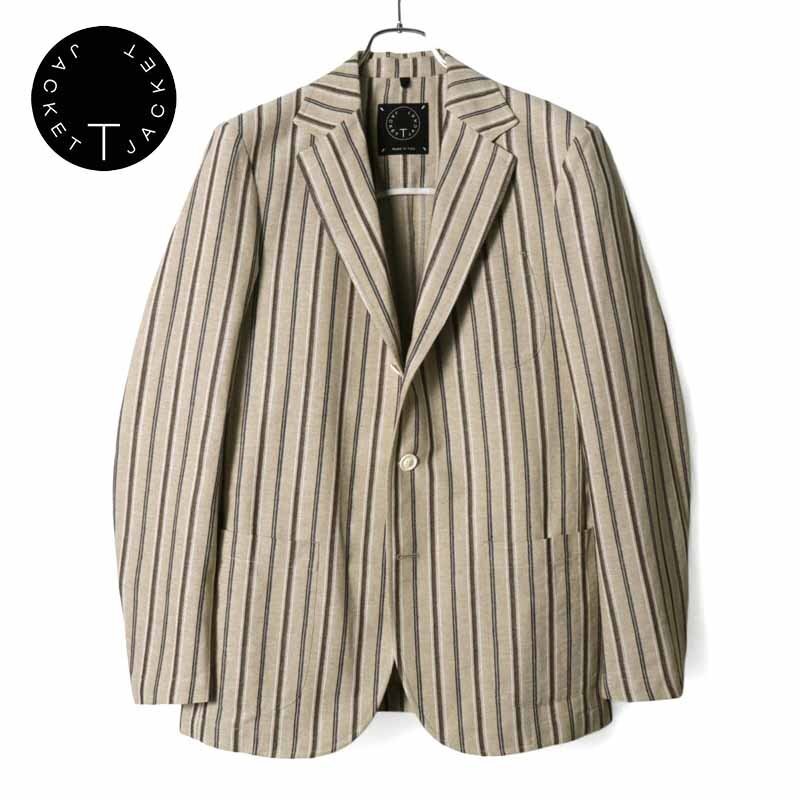 T-JACKET(ティージャケット) / ストライプ柄コットンポリエステルジャカード3Bジャケット(51G522J1) [tjk2510291-M]_画像1