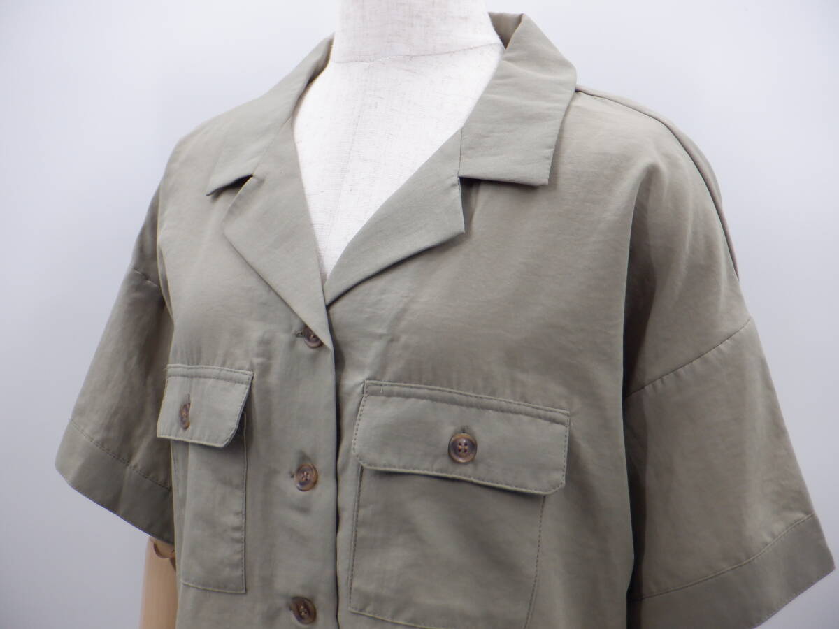 【新品】【INGNI イング】サテン開襟 半袖シャツ/カーキ【同梱可能】【トップス】【シャツ】