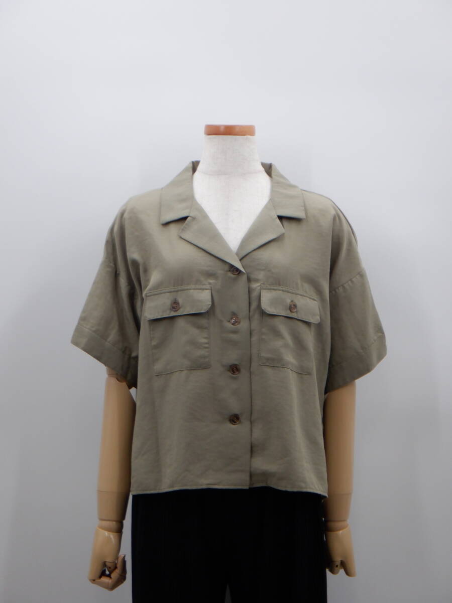 【新品】【INGNI イング】サテン開襟 半袖シャツ/カーキ【同梱可能】【トップス】【シャツ】