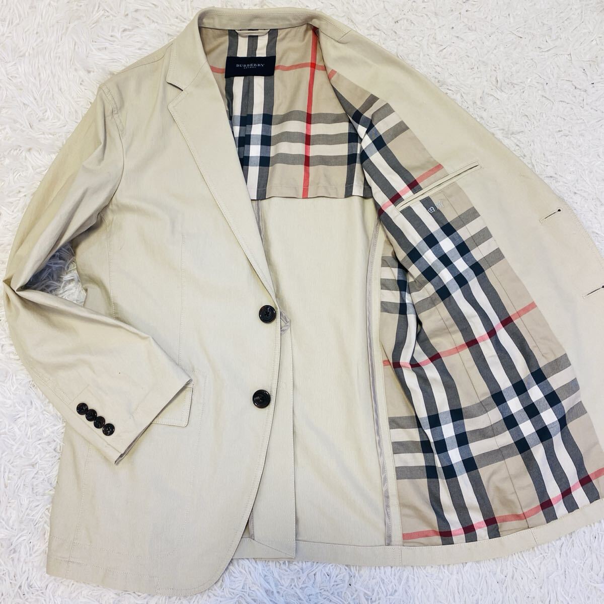 【美品】BURBERRY LONDON テーラードジャケットベージュ サイズM 美品】バーバリーロンドン BURBERRY LONDON テーラード