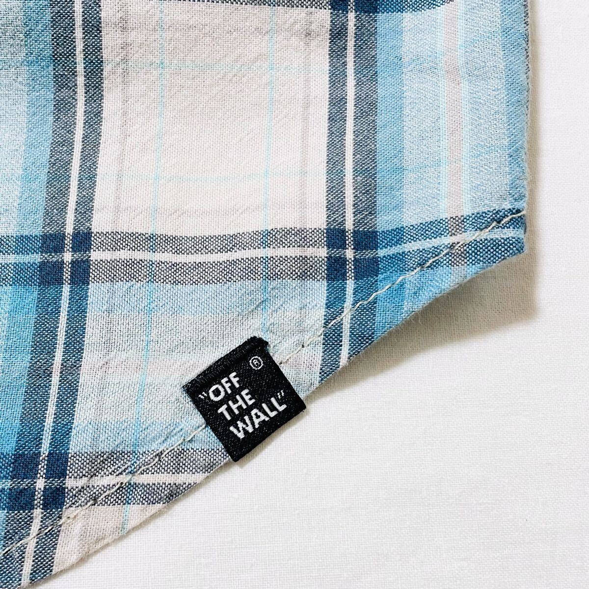 VANS古着半袖シャツ チェックシャツ Mサイズ 水色 コットンシャツ バンズ ヴァンズ _画像8