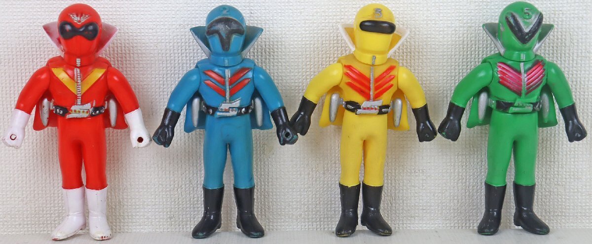 f*i様 アカレンジャー アオレンジャー キレンジャー ソフビ S◎中古品◎フィギュア『秘密戦隊ゴレンジャー ソフビ人形 4点