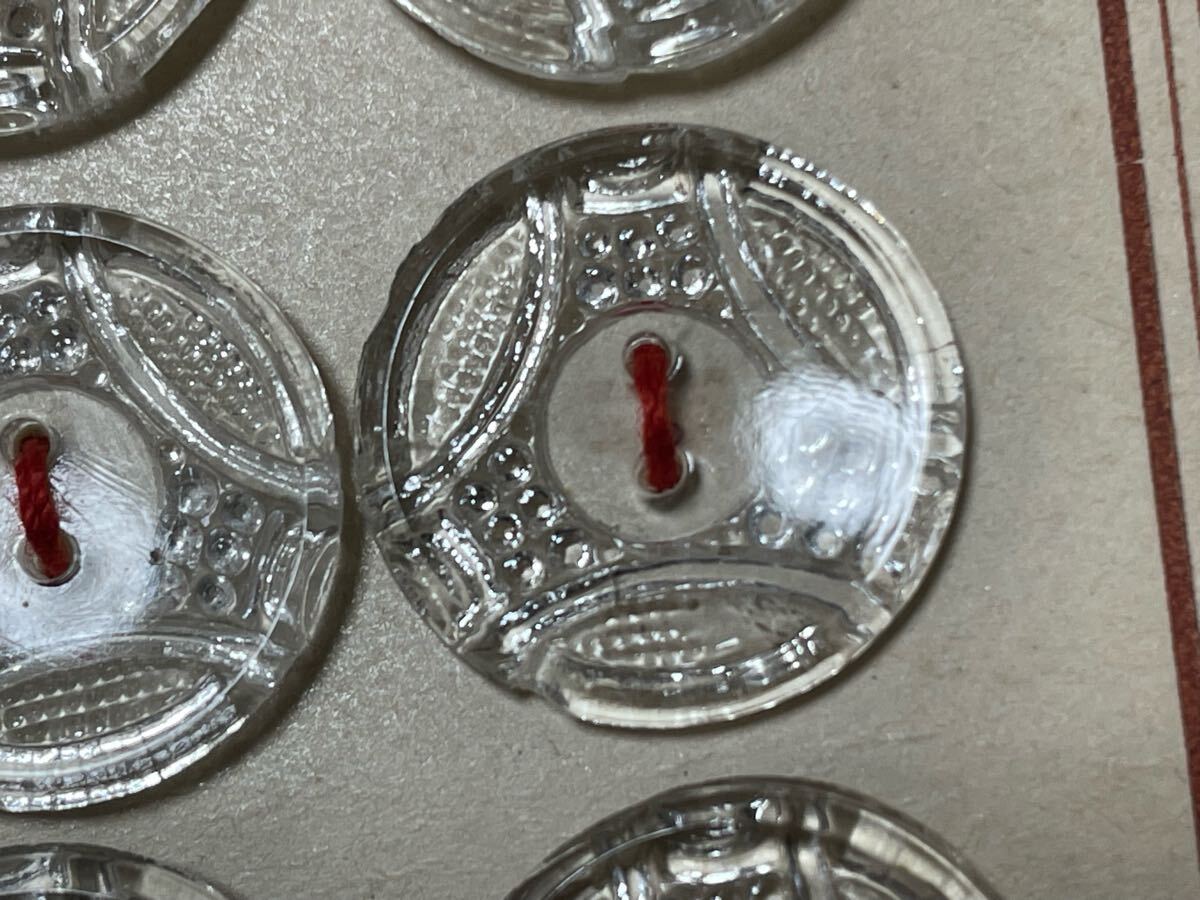 ガラスボタン　24個　ドイツ　アンティーク　ヴィンテージ　18ミリ　クリア　ボタンシート