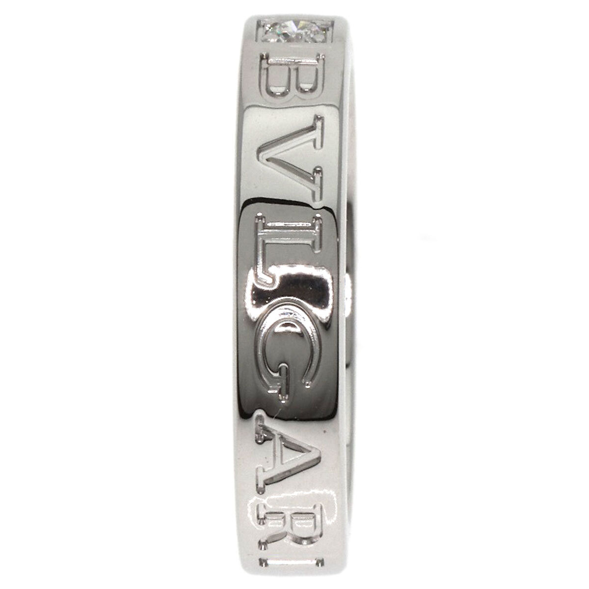 BVLGARI ブルガリ ダブルロゴ 1P ダイヤモンド リング?指輪 K18ホワイトゴールド レディース 中古