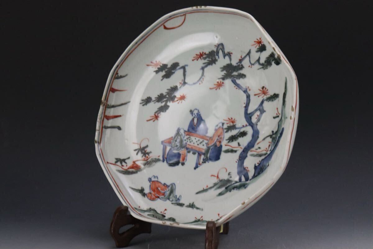 中国　天啓赤絵　花文七寸皿　M　R8969 天啓赤絵網花文皿 五客 | しぶや黒田陶苑