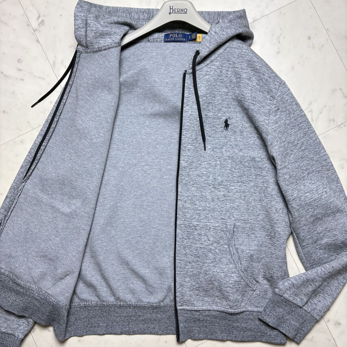【極美】Polo Ralph Lauren グレー フルジップパーカー S 極美品/XL相当☆POLO RALPH LAUREN ラルフローレン 現行 ジップ