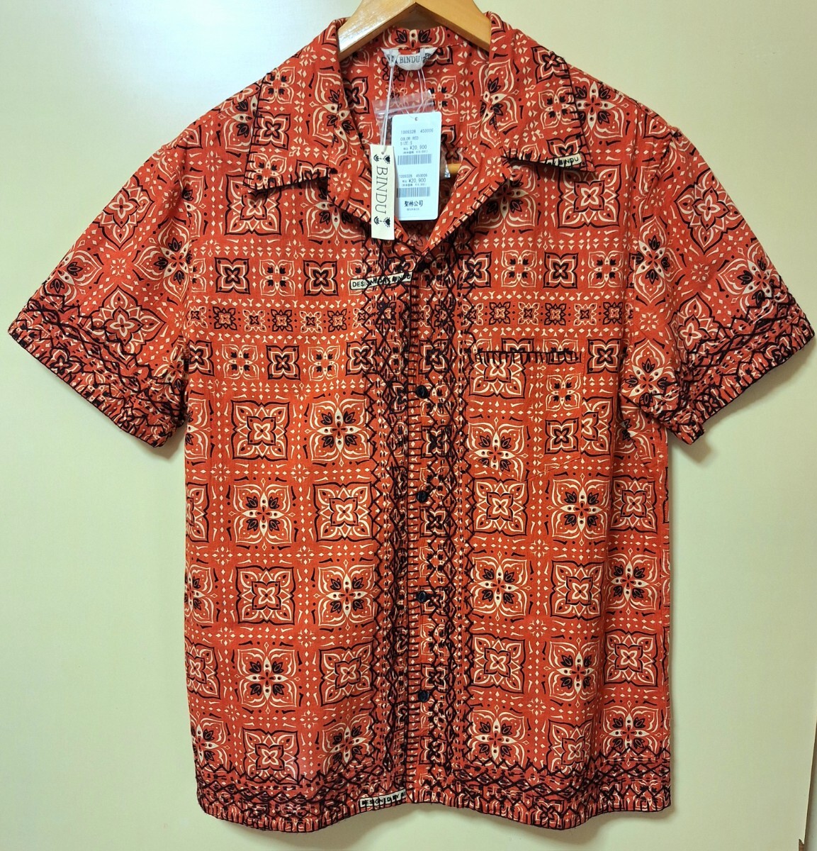 BINDUビンドゥーS開襟シャツBLUE BLUEハリウッドランチマーケット インド製 民族柄 唐草模様 刺繍 アラベスク模様 聖林公司GAIJIN MADE_画像8