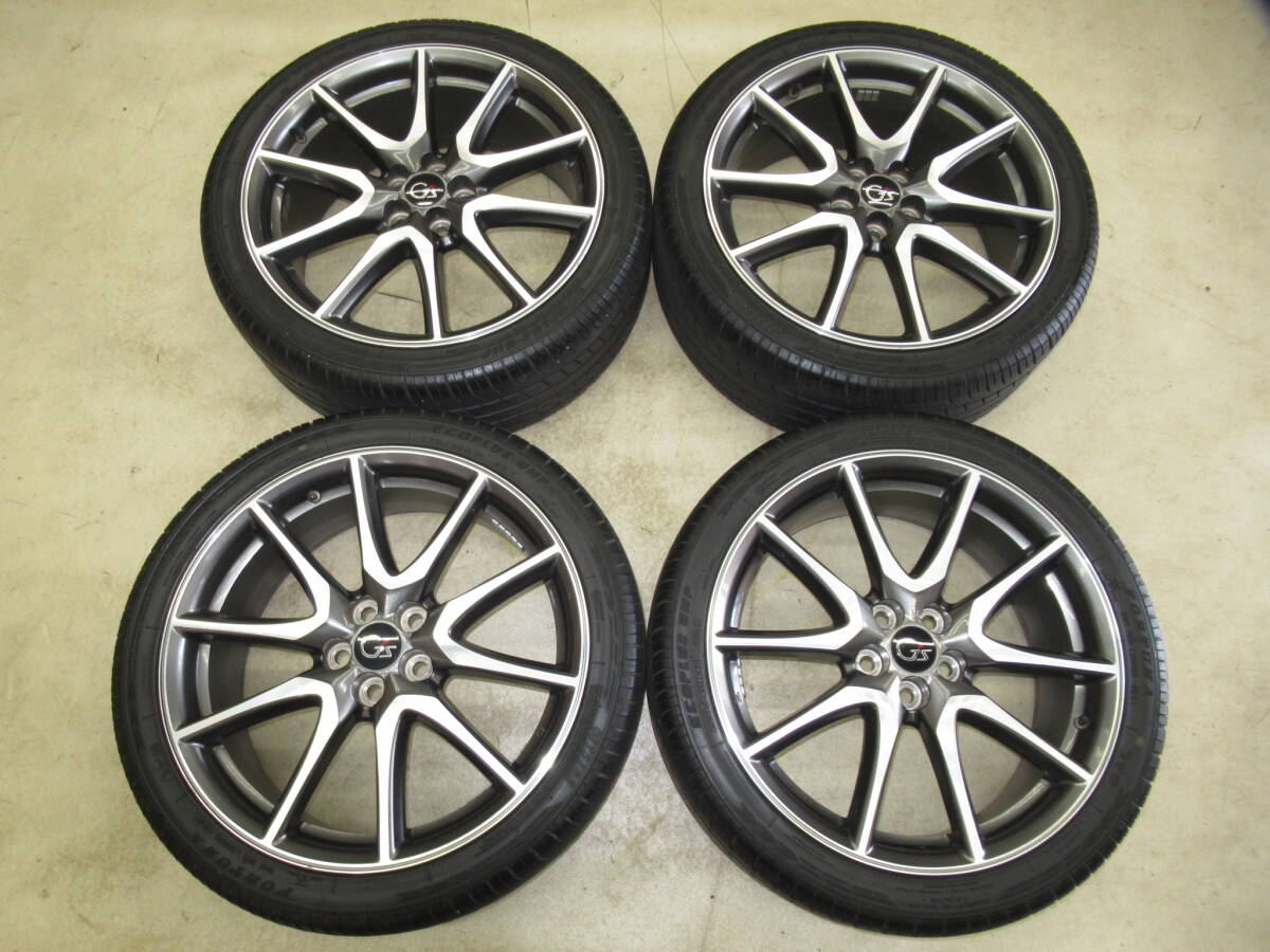 ガリ傷無し！トヨタ ZVW30プリウスG´s純正アルミホイール 7.5J-18 off+50 pcd100/5H 225/40R18 タイヤ付き4本セット 他車種流用等にも！
