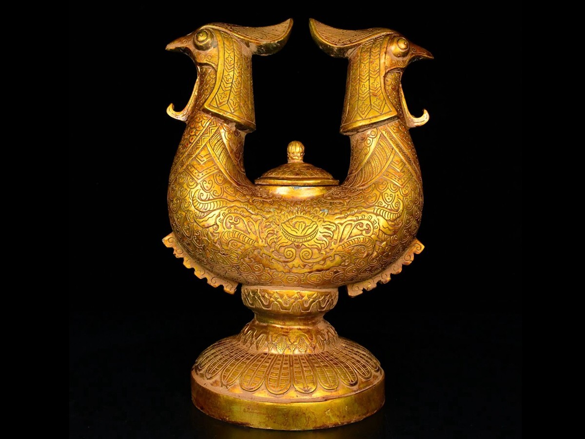 T10529 一鶴斎 素銅茶托 五：真作