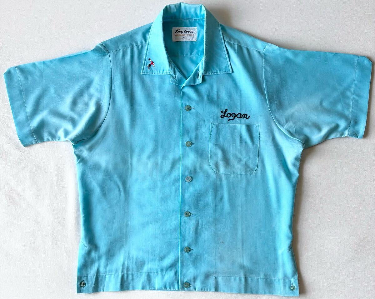 70's USA製 キングルイ King Louie ボーリングシャツ 刺繍_画像1