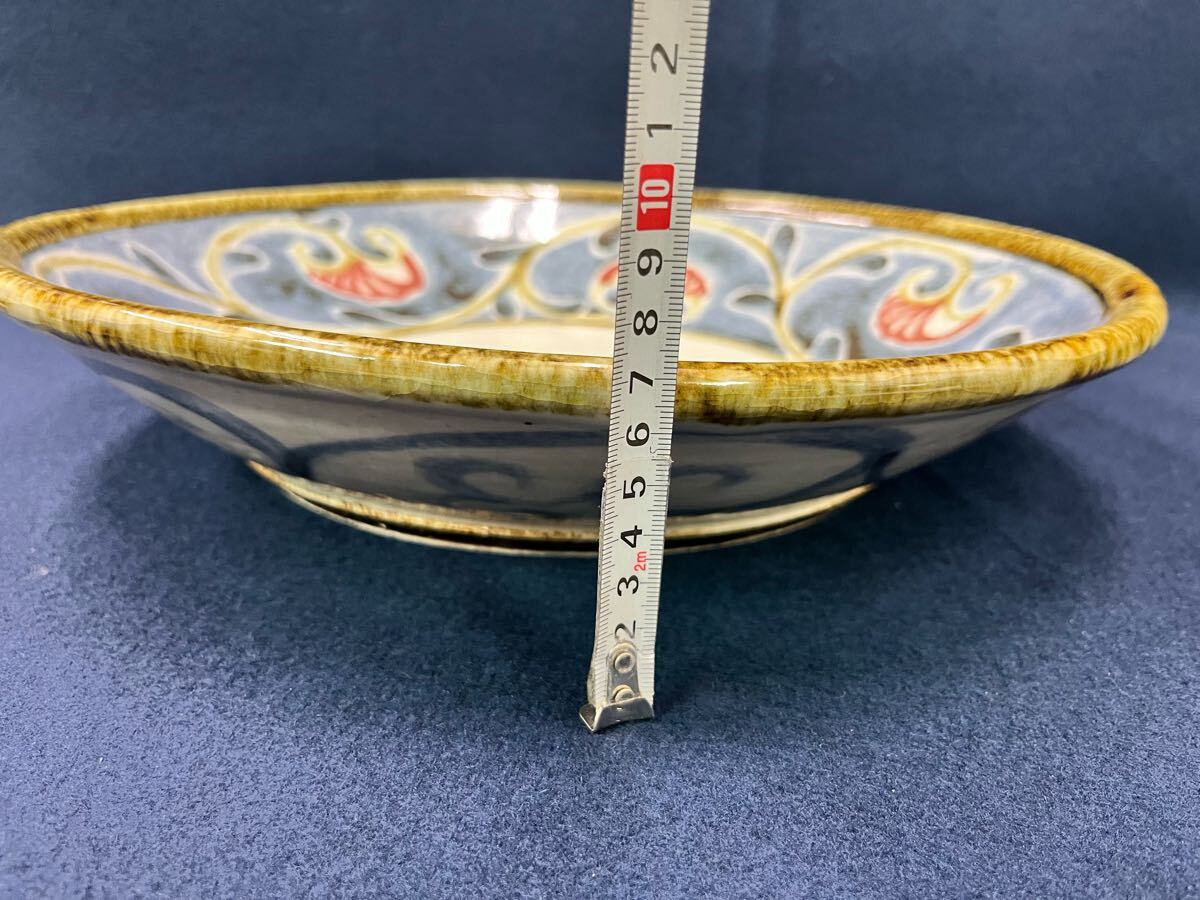 河井久 飾り皿大皿「唐草紋鉢」直径37.5cm 共箱 河井寛次郎・河井武一に師事 abjun072301 河井久 作 唐草紋鉢 飾皿 河井寛次郎・河井武一に