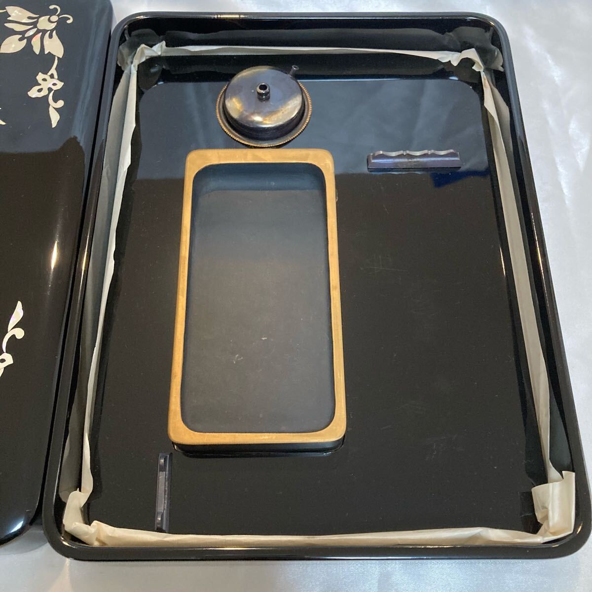 未使用 螺鈿細工 文箱 書道具箱 未使用品】螺鈿細工 文箱 書道 硯箱 書道具 墨 鳳凰 尚美堂