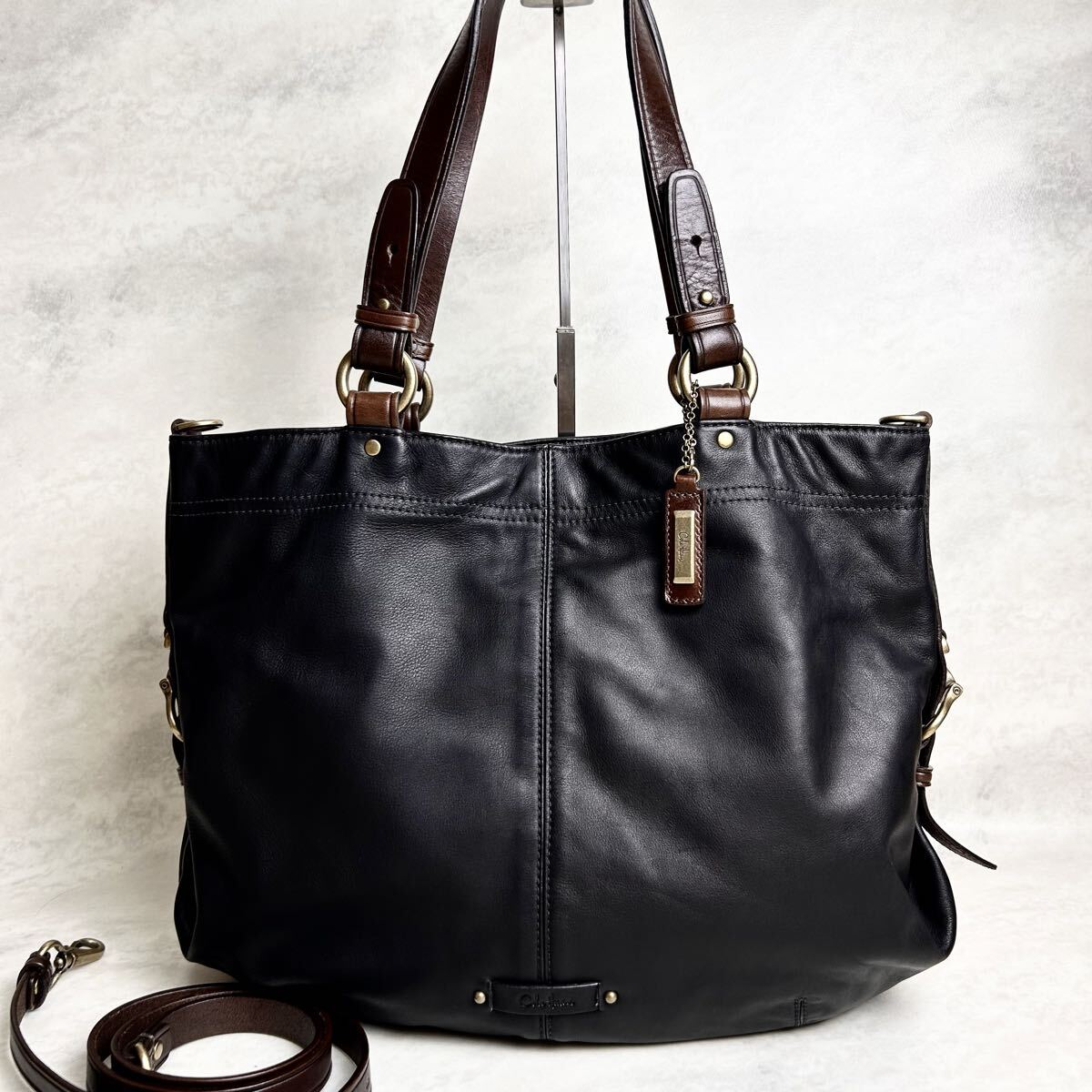 極美品 COLEHAAN コールハーン A4収納 トートバッグ 肩がけ レザー 極美品】Cole Haan コールハーン 2way オールレザー 本革 メンズ