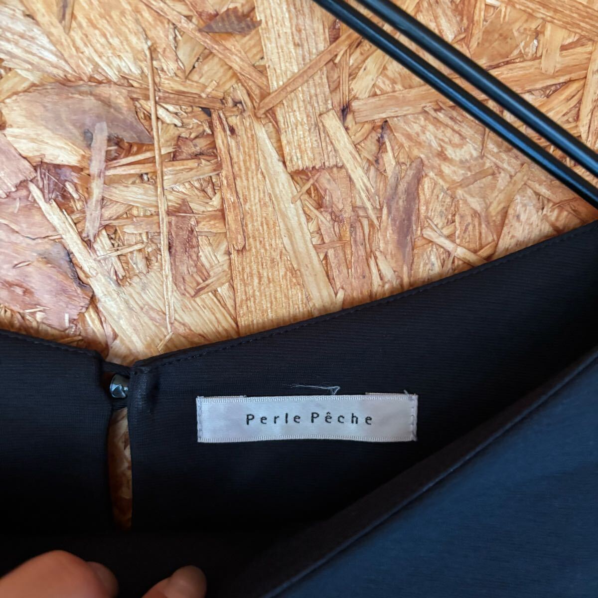 美品 perle peche 日本製 袖レース ブラック 七分袖カットソー レディース トップス 4822_画像7