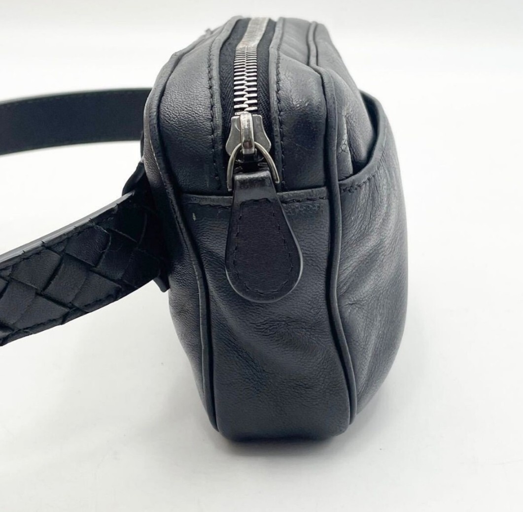 BOTTEGA VENETAボッテガヴェネタレザー×イントレチャート ミニボディバッグ_画像9