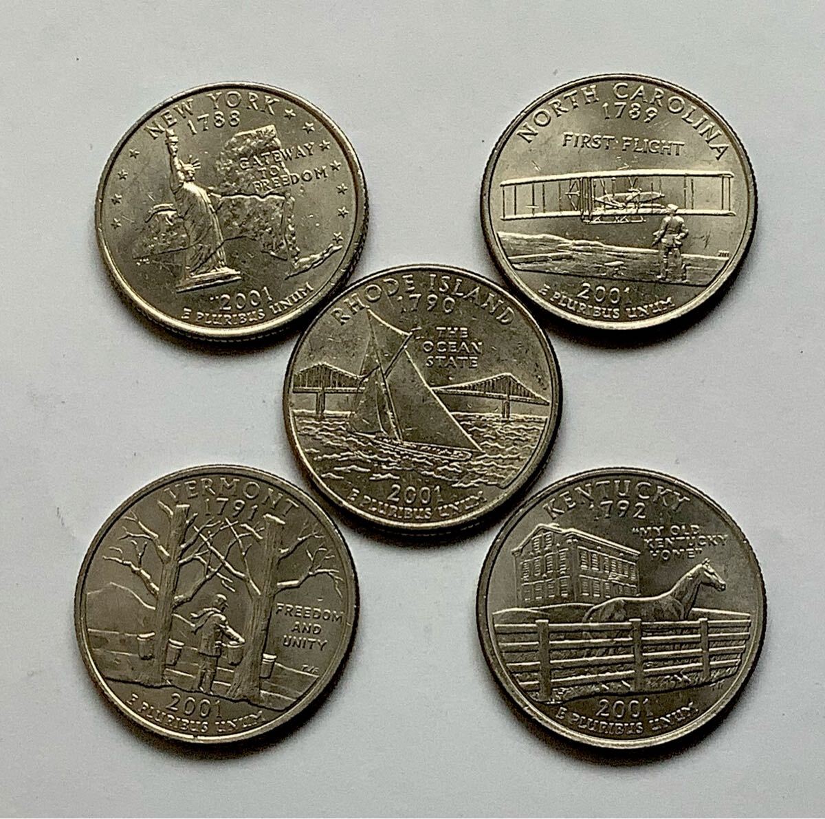 USA 50州 記念25セント 5枚セット ケース付2001 希少品セール】アメリカ State Quarter 50州記念デザイン 2001年