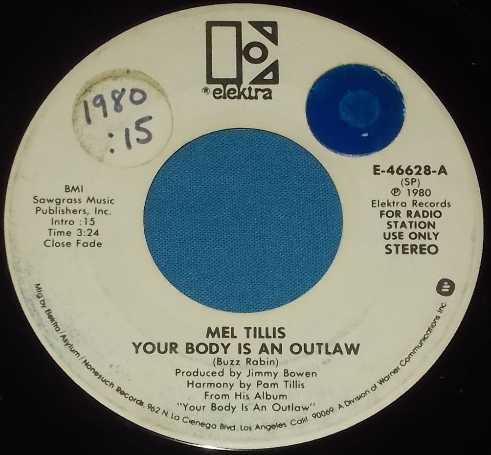 ☆7inch EP★US盤●MEL TILLIS/メル・ティリス「Your Body Is An Outlaw」80sカントリー名曲!●_画像2