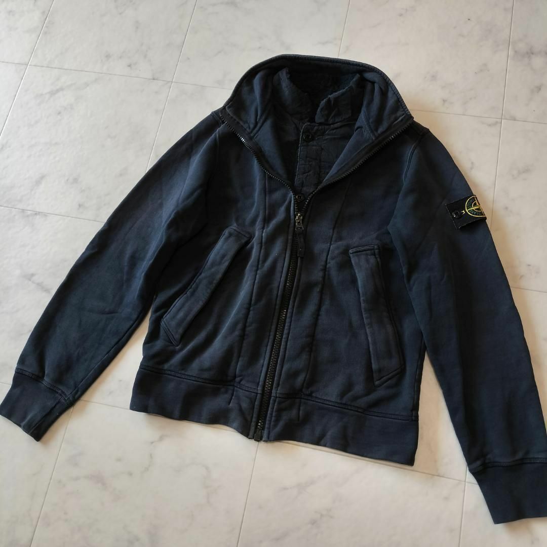 ストーンアイランド デュアルプラケット ジップスウェット ネイビー S 15AW ストーンアイランド デュアルプラケット ジップスウェット