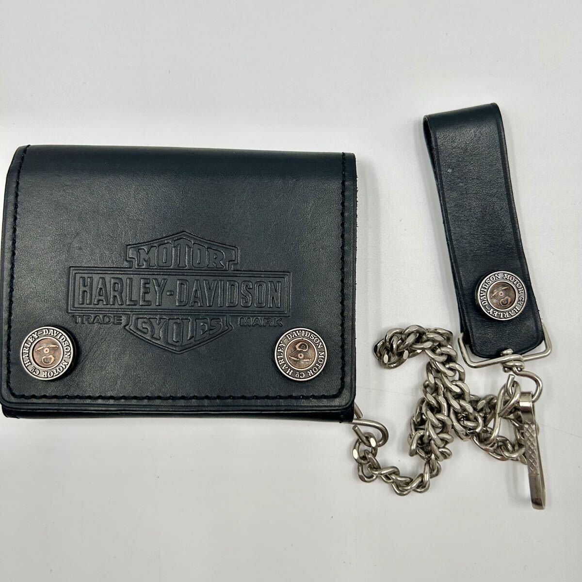 Harley-Davidson ハーレーダビッドソン 本革 ウォレットチェーン 美品○ハーレーダビッドソン HARLEY DAVIDSON MOTOR CYCLES 財布