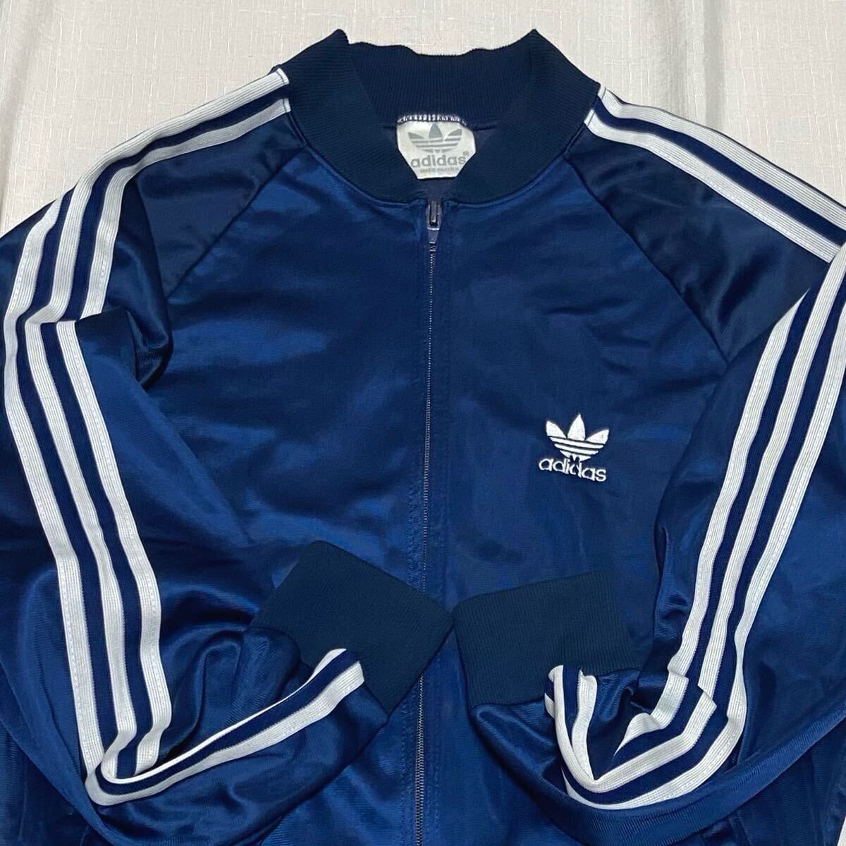 古着 80s アディダス ATP トラックジャケット ネイビー ホワイト 紺白⑤ 80s ビンテージ adidas ATP USA製 紺 白 ネイビー トレフォイル