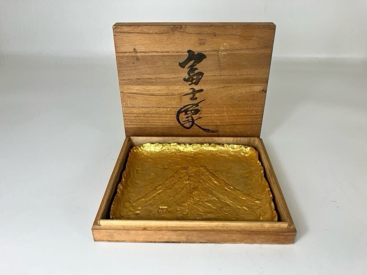 ビンテージ 高岡銅器 大角勲 銅器 銅製 置き物 富士山 金箔