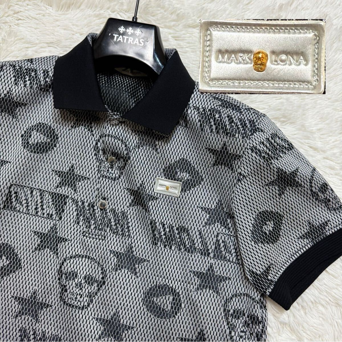 未使用級 MARK & LONA スカル刺繍ポロシャツ スパンコール ヒョウ柄 未使用級 MARK & LONA スカル刺繍ポロシャツ スパンコール