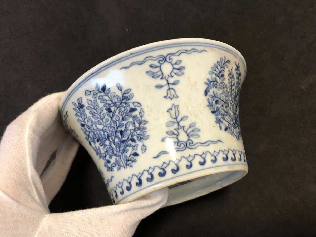 中国古玩 清代 染付竹・童子絵丸皿 中国 中国美術 骨董品 古美術 唐物 共箱付 清 唐物 呉須 染付 古染付 中国古玩 大鉢 時代物 中国美術 骨董
