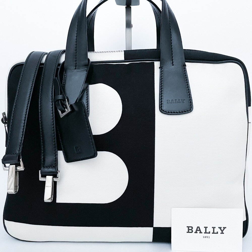 BALLY キャンバス アイボリー トートバッグ 1円□超美品□超希少デザイン□型崩れ無し BALLY バリー 2way