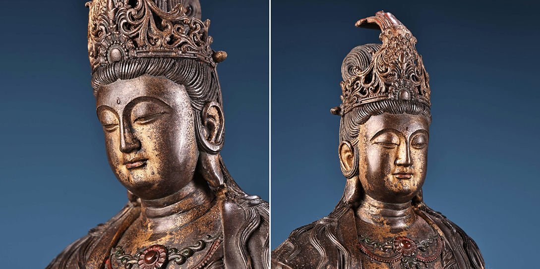 古仏像,古銅製,清時代。 □観心・時代旧蔵□R6329清時代 仏教古美術 チベット密教 銅製高